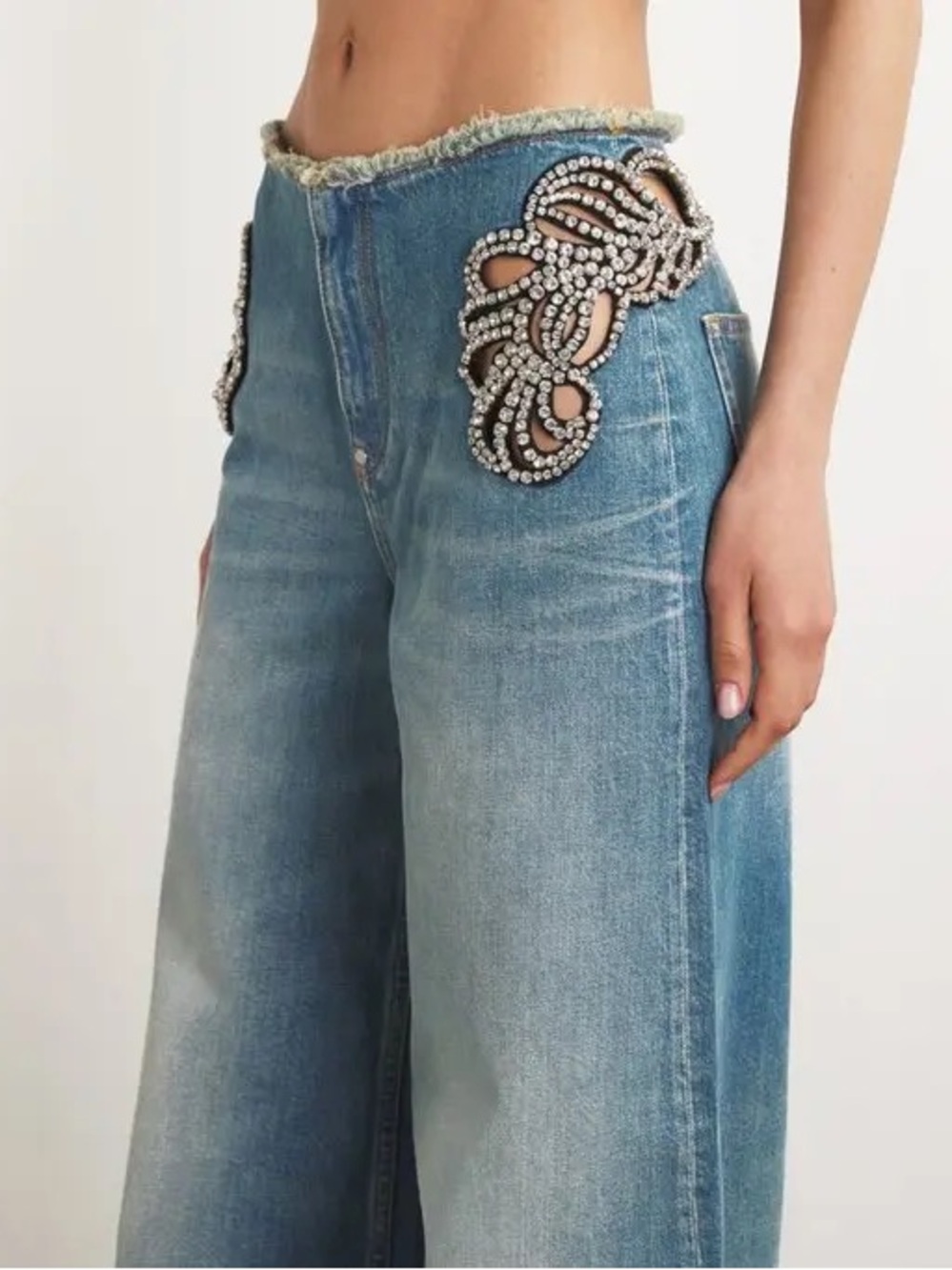 NWT Stella McCartney Diamanté Swirl Mid-Rise Wide Leg Jeans $2,600 29 - Picture 3 of 12
